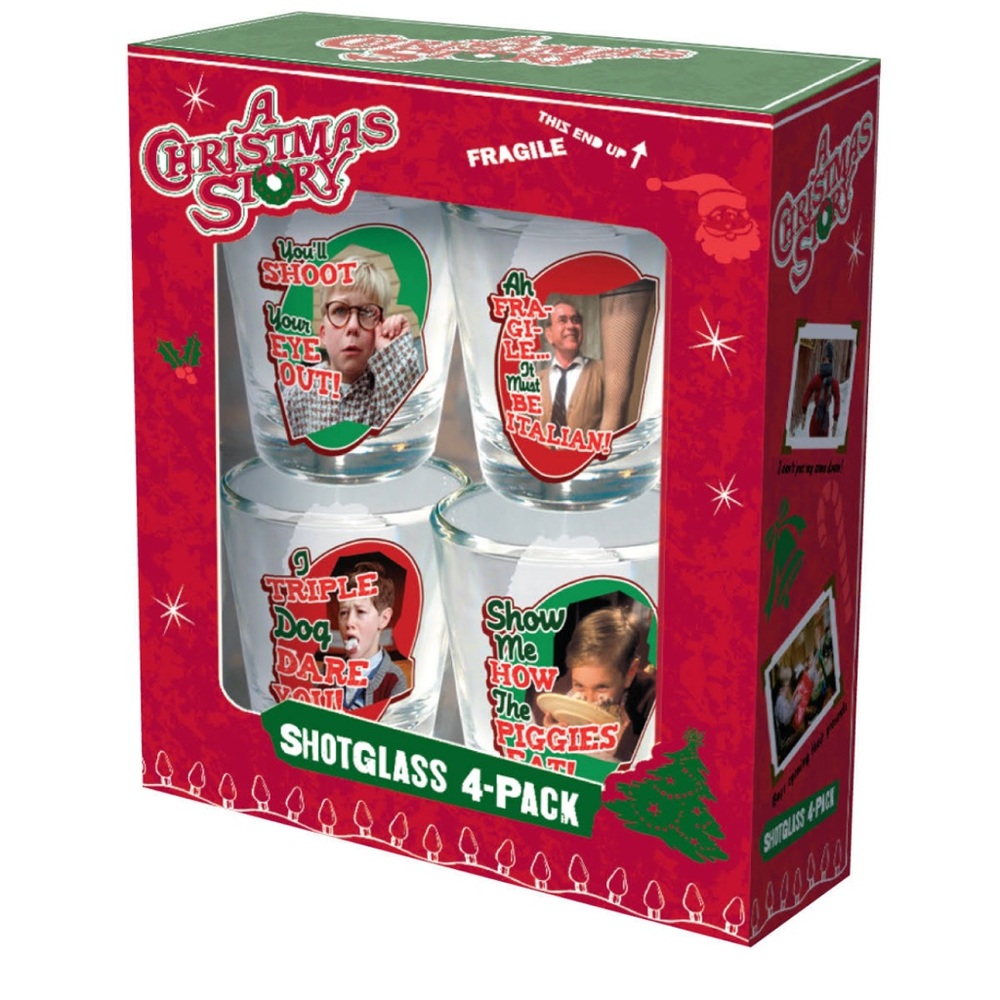 A Christmas Story Quotes 4 Piece Shot Glass Set NEW